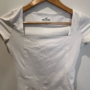 Hollister Women's White Square Neck Tee
